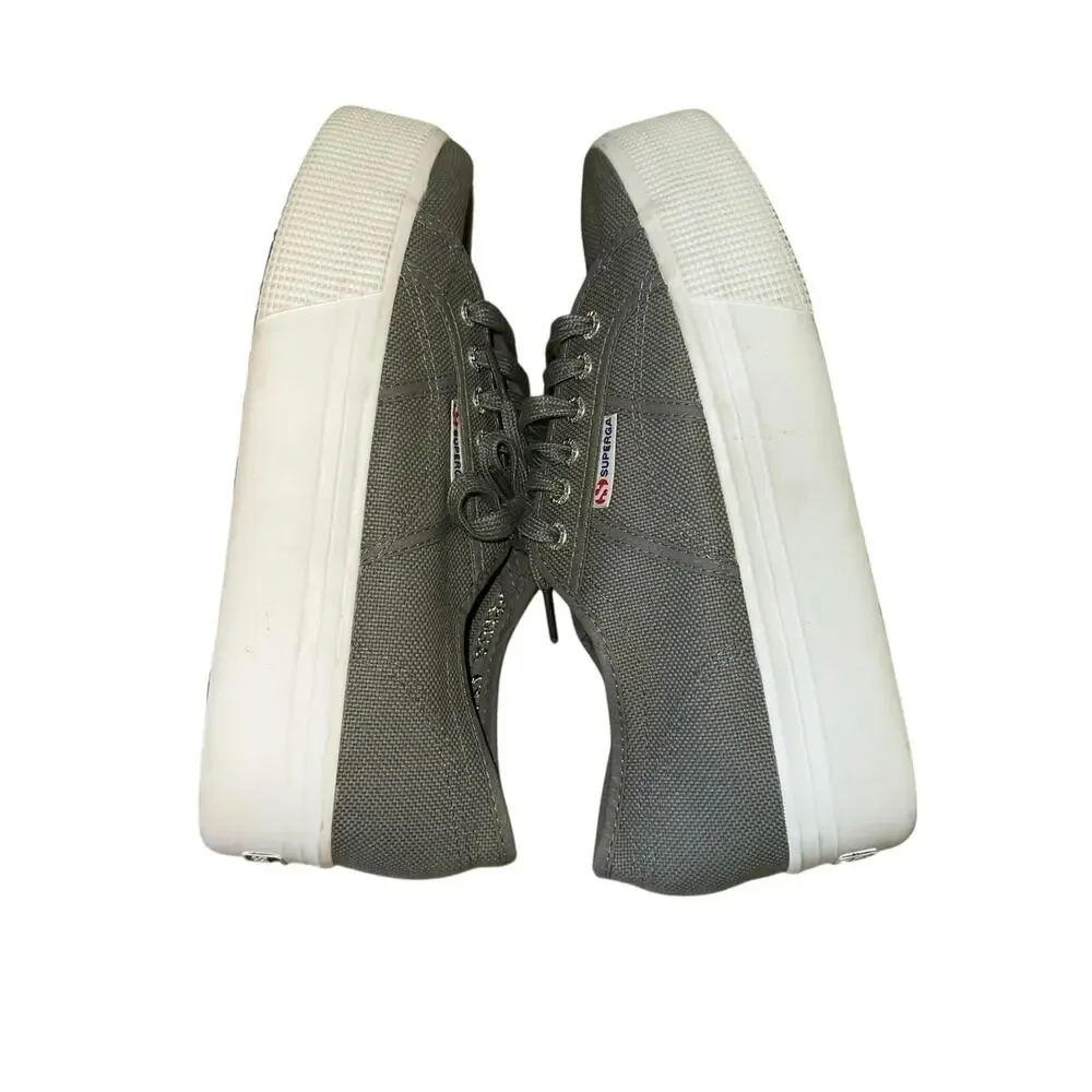 Superga 2790 Platform Sneakers Gray Canvas‎ 8W EU 39 Chunky Sole Casual